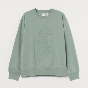 H&M SageGreen Mickey Mouse Pullover Sweatshirt S